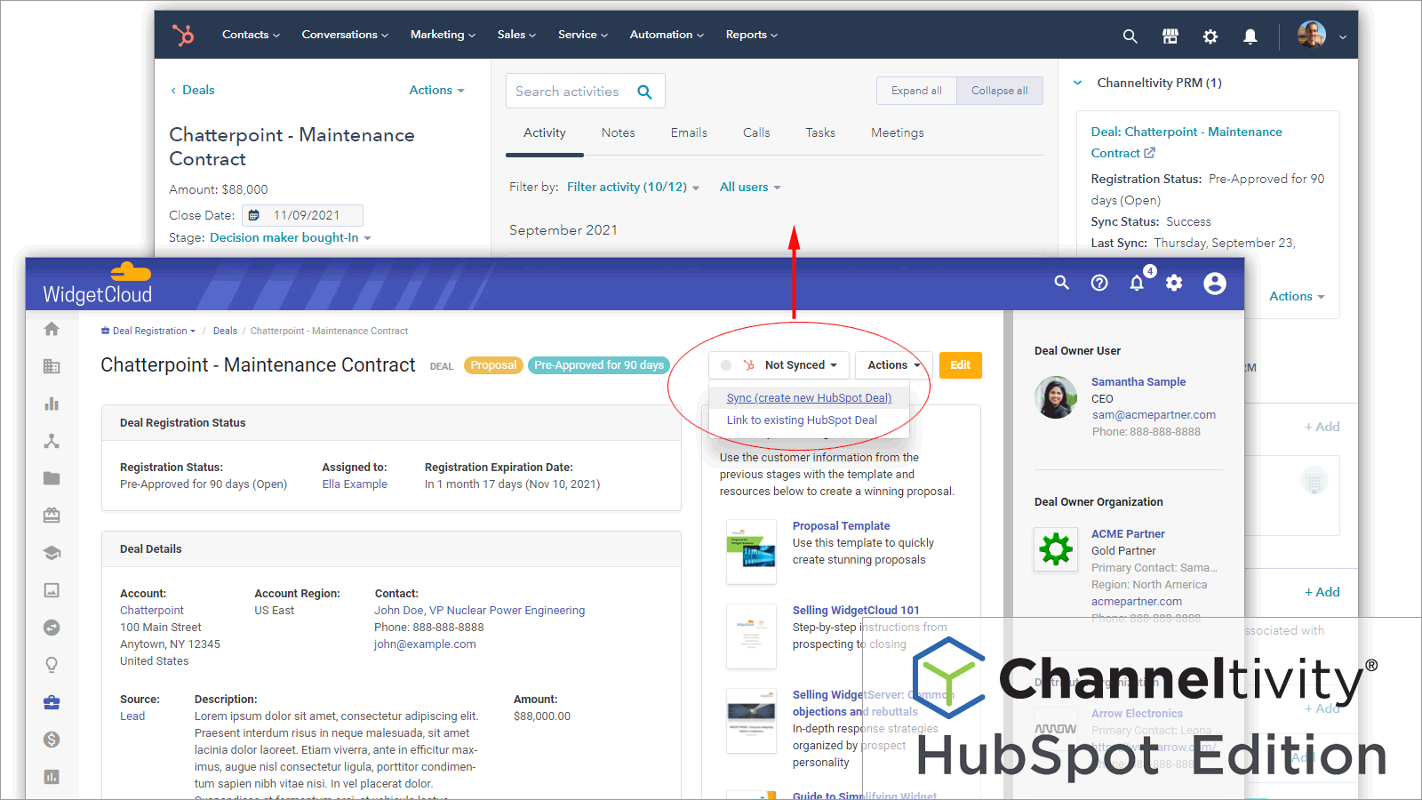 Channeltivity to HubSpot Deal push